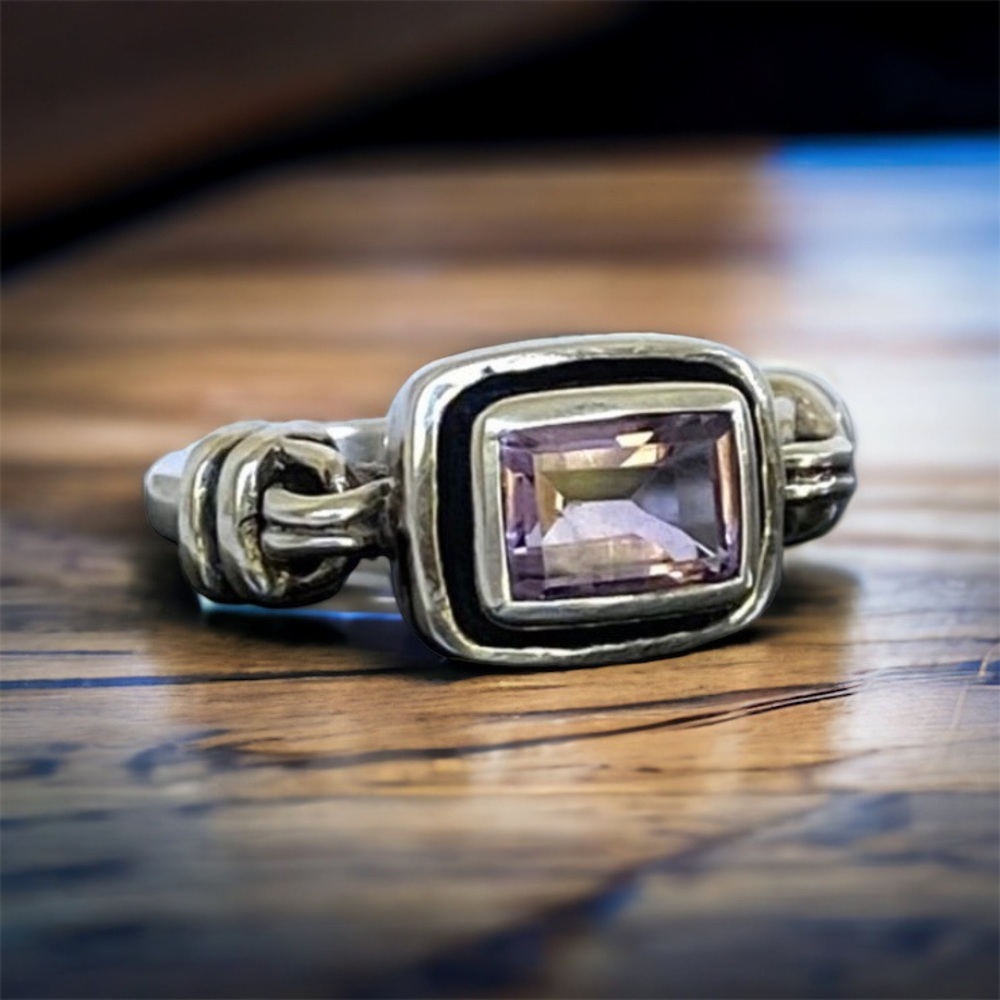 Silpada Sterling MISTY MORNING Emerald Cut Amethyst Ring